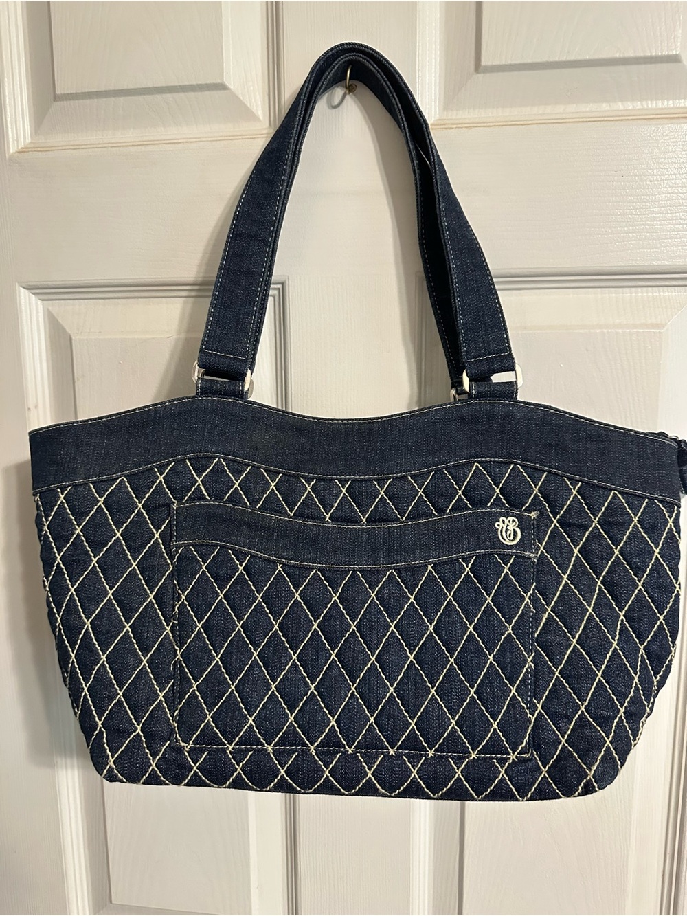 Vera Bradley Quilted Denim Navy Shoulder Tote